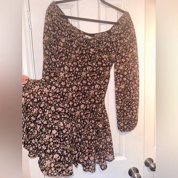 Mini ruched floral dress with drop waist and ruched chest SIZE S - Picture 3 of 5